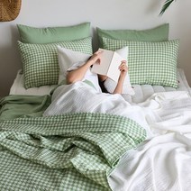 자연을 담은 바람 솔솔 뱀부 시어서커 2겹 여름이불, Q 단품, 올리브그린
