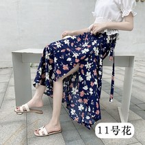 랩스커트 휴양지룩 꽃무늬 도트 치마 미디스커트 여성