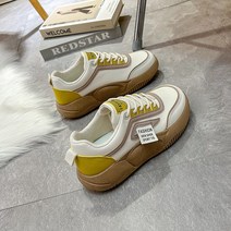 GCL 여성 패션 운동화 발편한 가죽 키높이 운동화 굽 4cm