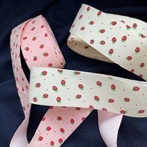 귀여운 딸기리본4cm 헤어악세사리만들기 리본공예재료 선물포장, 아이보리