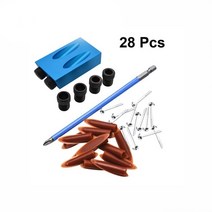 금속가공 기계 끌 28pcs 포켓 구멍 나사 지그 15도 맞춤못 드릴 가구 제작 키트, 28개