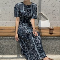 겟잇미 라운드 페이즐리 패턴 허리밴딩 원피스