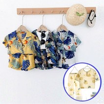 1+1 당일발송 여름 아동 키즈 하와이안 꽃 패턴 반팔 상하복+잠옷 세트 3컬러