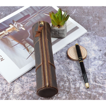 가죽 필통 대학생 고등학생 직장인, 더블가죽필통(카멜)