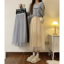 앤크프 플리츠 샤 롱 밴딩 스커트 3color 23022308