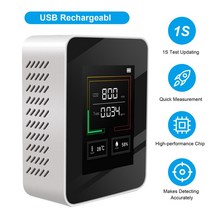 CO2 미터 LCD 백라이트 실내 CO2 농도 감지기 지능형 공기질 모니터 테스터 온도 및 습도 디스플레이, W Li-ion battery