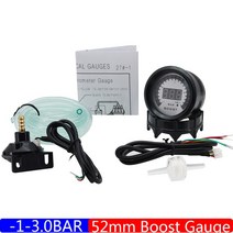 디지털 게이지 압력 버니어 52MM 자동차 터보 부스트 바 PSI 수온 오일 온도 공기 연료 비율 진공 볼트 타코미터 프레스 12V, [03] Boost Gauge BAR, 03 Boost Gauge BAR