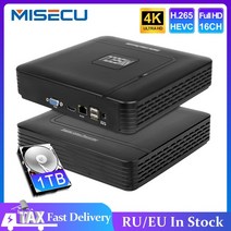 misecu h.265+ 미니 cctv nvr 16ch 풀 HD 8mp 4k5m4m3m1080p 비디오 레코더 모션 감지 p2p for ip 카메라 보안 시스템, 4t, 16채널