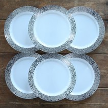 [데일리굿] 일회용 플라스틱 클래식실버 접시 19cm, 6개입