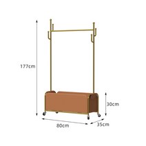 스테인리스 행거 빈티지 이동식 행거 수납 옷걸이, (80) 브라운가죽주머니 + 나노골드봉