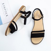 Z3JC 여성 플랫 백매치 일자 스트랩 로마 캐주얼 샌들