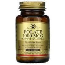 솔가 Solgar Folate 1000mcg 120정 솔가 엽산 심장 건강 비타민B B9 천연 메타폴린