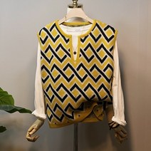 라임브릿지 소이 나염 니트 조끼