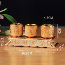 LED천수관음 불상 조명 집들이 개업 선물 관세음보살제단 컵 3 개 세트/제단 5 세트 세라믹 성수 제물 컵, 10 3 cups with  base