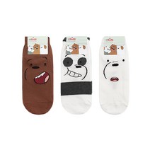 KISS SOCKS 여자발목 패션 라이센스 캐릭터양말 위베어베어스 귀뽈록 3종 색상선택