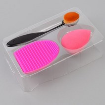 얼굴터치3종 브러쉬붓 퍼프솜 세척실리콘판 스펀지 솔 메이크업 화장 페이스 패이스 수폰지 쿠션 부라시