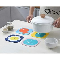 컵 다용도 & 냄비 카툰 캐릭터 받침대 PVC 코스터(대/소) 테이블, 새-옐로우(DT29)