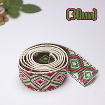 국내제작)30mm 그린x핑크 기하학 웨이빙끈 가방끈 리드줄