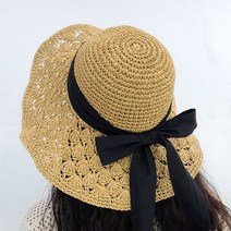 제이제이나인 SH11 러블리 리본 밀짚 비치모자 여름모자 바캉스모자 신혼여행모자 바캉스룩 휴양지룩 20대 30대 여름휴가 필수품 라피아햇 벙거지 여성밀짚모자