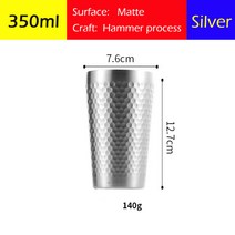 Dline 175/300/350/450ML 금속 스테인리스 스틸 스탠리 머그 유리 스탠리 열 컵 가열 커피 다이아몬드 텀블러 개인화 1 PCS 골드텀블러 락앤락 텀블러 탐블러 보온, Silver 350-Matte-A