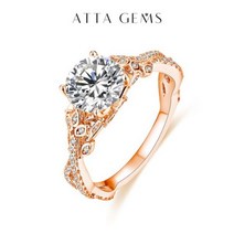 ATTAGEMS-9.0mm 모이사나이트 반지 라운드 컷 D 컬러 VVS1 Au585 에텐티 다이아몬드 약혼 14K 여성을 위한 진짜 골드 결혼