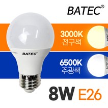 바텍 컨버터 LED 전구 8W E26 (내장형 LED전구 램프 볼전구 조명), 전구색