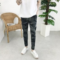 모룸 빅사이즈 카모 밀리터리 여름 린넨 전체스판 카고 조거팬츠 2컬러