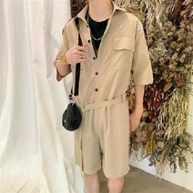 점프수트 반팔 남자 작업복 워크웨어 남성 스트릿패션 정비복 일체형 커버롤