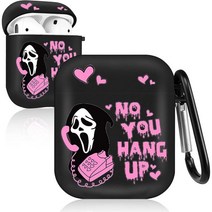 스크림 고스트 에어팟 케이스 2세대 고스트페이스 2세대/1세대 커버 호러 퍼니 쿨 열쇠고리가 달린 1세대 블랙, Black