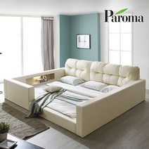 파로마 브레드범퍼패밀리침대프레임+독립매트리스Q+Q, 블랙