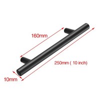 스텐난간대 캐비닛 도어 손잡이 가구 핸들 서랍 당겨 하드웨어, 블랙 160mm
