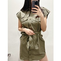 바나나 리퍼블릭 여성 린넨 유틸리티 미니 셔츠 원피스/