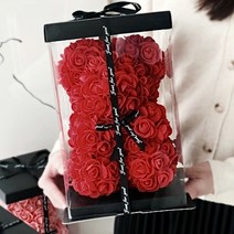 고급박스 증정 led 장미곰돌이 로즈베어 조화 곰돌이꽃 발렌타인데이 선물, 핑크
