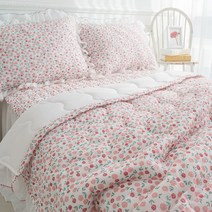 소유하리 스노우 밤부 프릴 꽃비SS여름누비이불패드베개커버풀세트 핑크