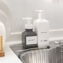 비스토어 모던 사각 디스펜서 주방 싱크대 세제 샴푸 핸드워시 공병 2Type 3color, 01. 280ml (거품형), 그레이