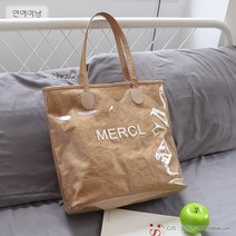 투명 PVC 방수 페이퍼백 크라프트 숄더백 가방 빈티지 연예인에코백 4종