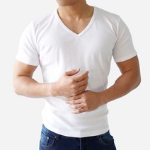 스타토리 짱짱한 남자 면 스판 V넥 머슬핏 반팔 티셔츠 쫄티