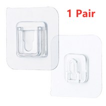 강력한 양면 접착 투명 벽걸이 후크 주방 욕실 벽 수납 홀더, 1 Pair, 1 Pair