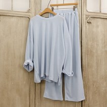 파스텔톤 루즈핏 봄니트 와이드팬츠 상하 세트