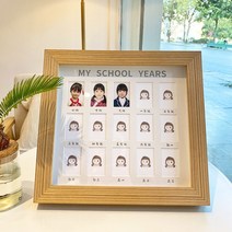 아기 성장 기록 액자 인생 포토 프레임 초등학교 중학교 고등학교 02, 라지 2인치 2826cm(여자), 나뭇결