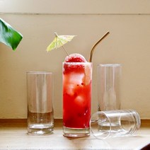 슬림 일자 하이볼 글라스 홈카페 에이드 유리컵 4종, 450ml