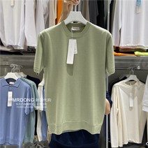 마반팔티 남자 라이브 LAINE 고급품 린넨 솔리드 무지 와이드 루즈핏 라운드넥 저지반팔티 2182065542