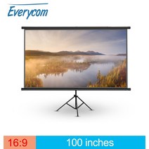 Everycom 프로젝터 휴대용 16:9 72 84 100 인치 브래킷 커튼 TV 홈 뒤뜰 극장 야외 실내, 02 84 인치