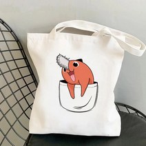 일본 애니메이션 만화 체인톱 남자 토트 백 캔버스 숄더백 에코 힙합 쇼핑백 여성 하라주쿠 쇼퍼 여성용 가방, (30 센치메터 <최대 길이 <50 센치메터), [23] 962