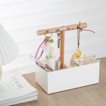 탁상 리모컨 수납함 열쇠 선반 원목 액세서리 행거 걸이 후크, 화이트