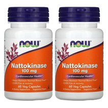 (2PACK)나우푸드 나토키나제 낫또키나제 낫도키나제 100 mg 60 캡슐, One Size, 2PACK