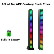 선물용 무드등 조명 램프 라이트 크리에이티브 b 음악 사운드 바 5 usb 1632led 앱 제어 led 음악 리듬 야간 픽업 음성 주변, 16led 블랙 배터리