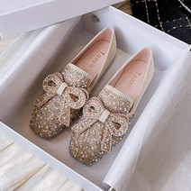 41-43 큰 크기 크리스탈 활 플랫 신발 여자 진주 구슬 통기성 발레 아파트 아름다움 버클 moccasins 여성을위한