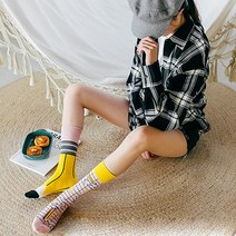 짝짝이 양말 언발란스 칼라 유니크 삭스 핑크 펜슬 연필 옐로우 캐주얼 연예인 코디