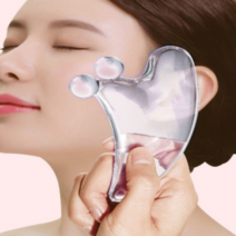 괄사 마사저 종아리 휴대용 갈사 괄사기 얼굴 경락 기구 마사지 크림 처진 볼살 리프팅 1+1, 크리스탈괄사1+클렌징괄사핑크1
